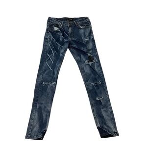 M. Society Skinny Jeans Sz 30W 30L Distressed